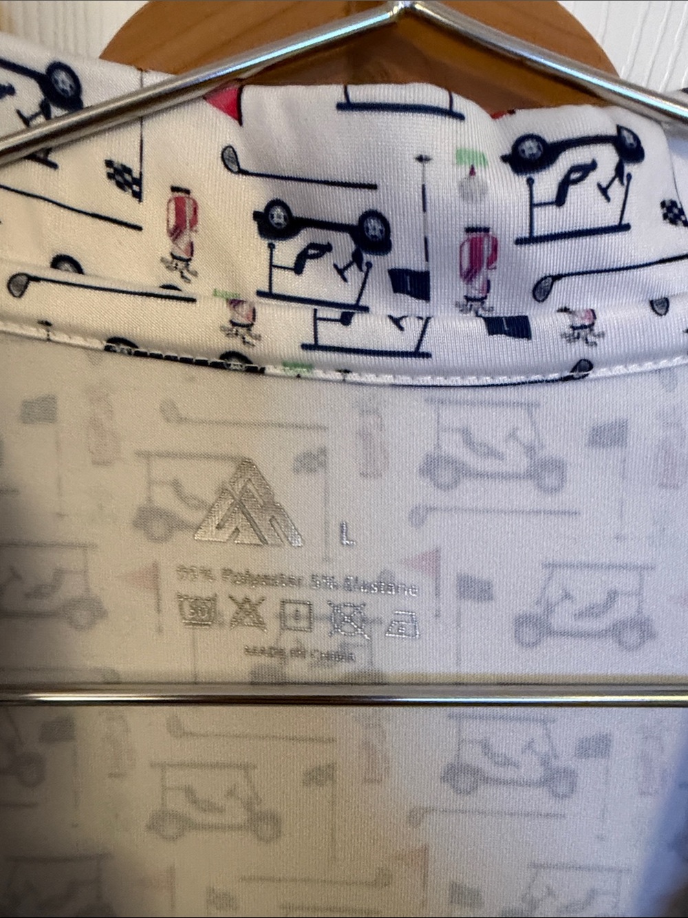 Men's White Printed Golf Polo Shirt - Picture 2 of 3